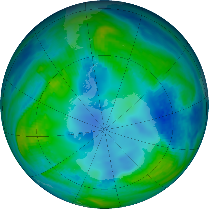 Antarctic ozone map for 14 May 1987